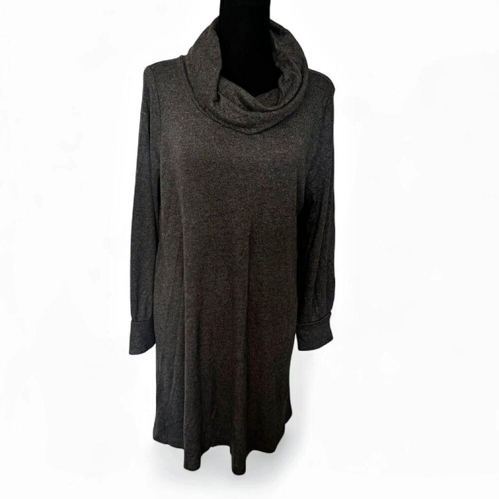 LOFT Grey Cowl Neck Long Sleeve Sweater Dress - Size Large
